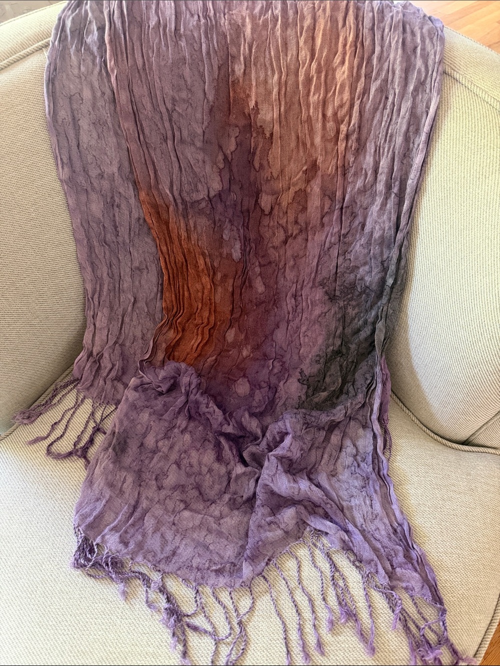 VTG Lightweight Lavender Multi-Tone Fringe Scarf Viscose - Picture 7 of 8